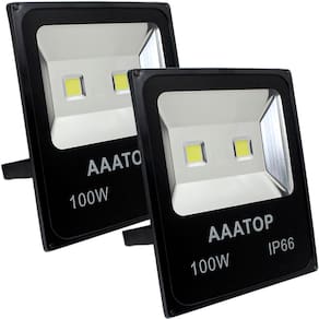 Kit 4 Refletor Led Branco Holofote Externo Jardim Muro 100w