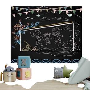 Papel Parede Adesivo Pvc Quadro Negro 5 Giz Coloridos 2