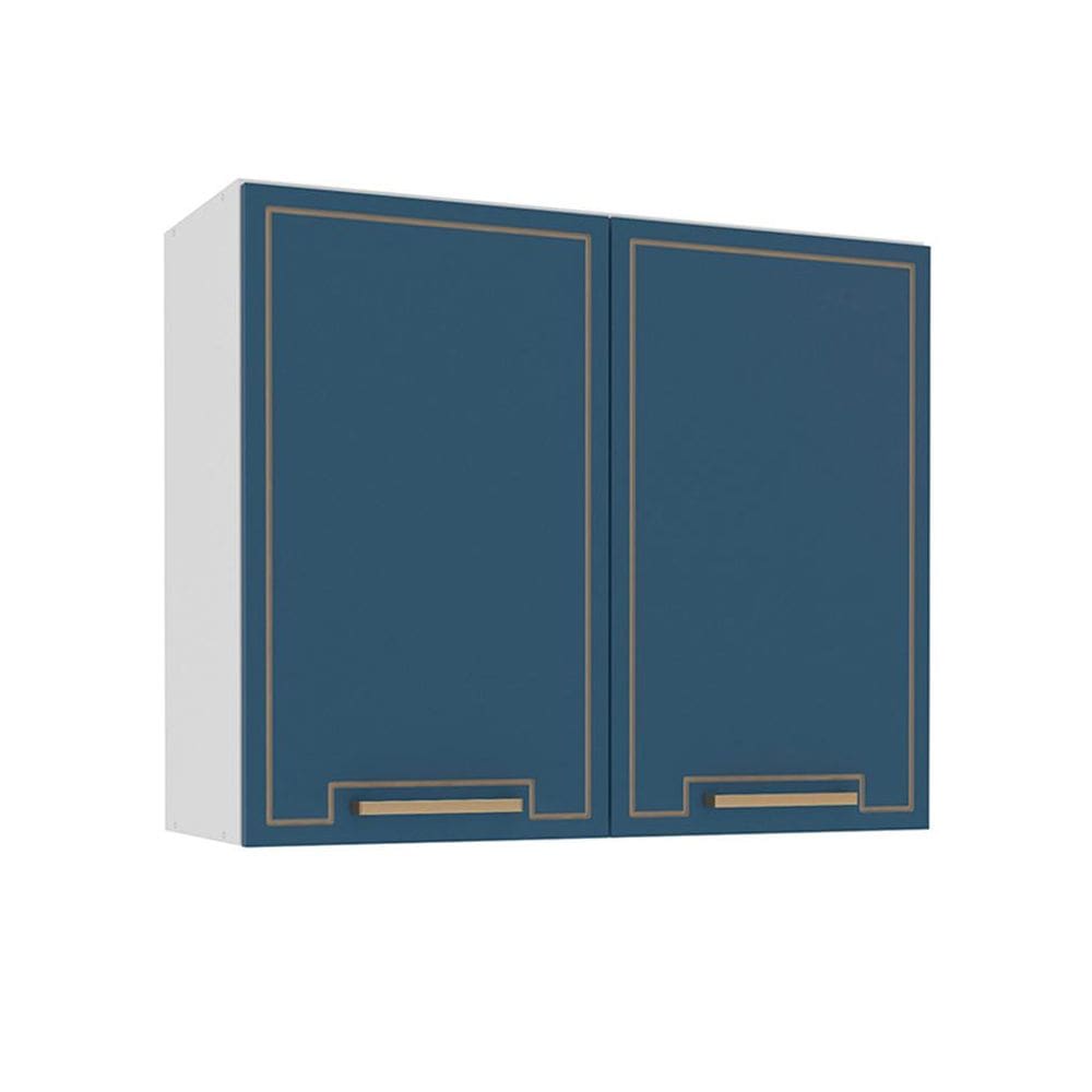 Armário Aéreo Amara 2 Portas Azul e Branco
