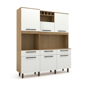 Cozinha Compacta Veneza 6 Portas 3 Gavetas Cinamomo e Off White