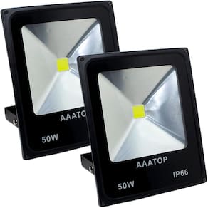 Kit 2 Refletor Led Branco Holofote Externo Jardim Muro 50w