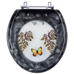 Assento Sanitario Poliester Decorado Borboleta Parati Preto Para Vaso Logasa