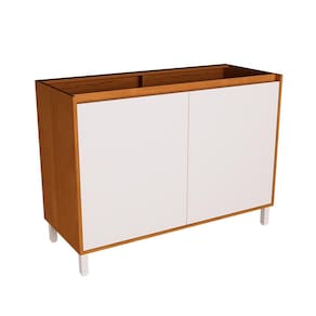 Balcão de Cozinha Denver sem Tampo 2 Portas Freijó e Branco 120 cm