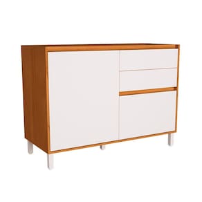 Balcão de Cozinha Denver sem Tampo 2 Portas 2 Gavetas Freijó e Branco