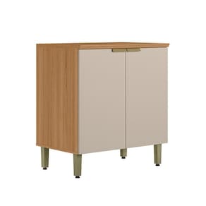 Balcão de Cozinha Selene com Tampo 2 Portas Off White e Jequitibá