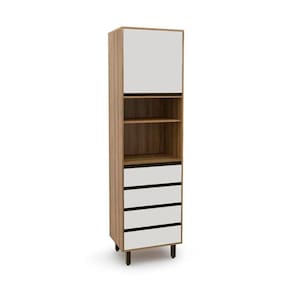 Paneleiro Confort 1 Porta 4 Gavetas Cinamomo e Off White