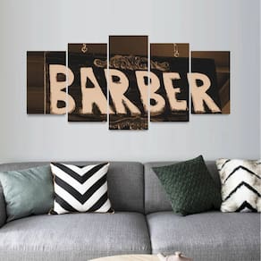 Quadro Para Barber Shop Decorativo Mosaico 5 Peças