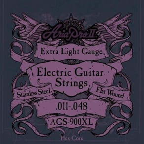 Encordoamento Para Guitarra Flat Wound .011 Ags900xl Aria Pro Ii.