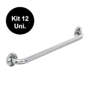 Alça De Apoio Inox 40Cm Barra Idoso Cadeirante Deficiente Acessibilidade Kit 12 Unds