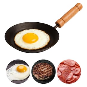 Frigideira Pequena Aço Carbono 3mm Fritadeira Cabo de Madeira Metalmig