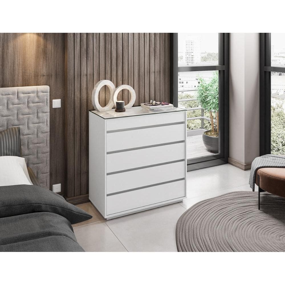 Comoda 5 Gavetas Serena Branco