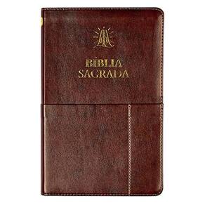 Biblia Sagrada Slim Acf, Luxo, Couro-soft, Marrom com Bolso