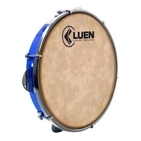 Pandeiro 10" Pele Animal Luen em destaque na cor Azul.