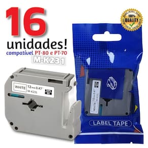 Kit 16 Fita Compatível Brother M231 Mk231 T 12mm Pt 80 70 90