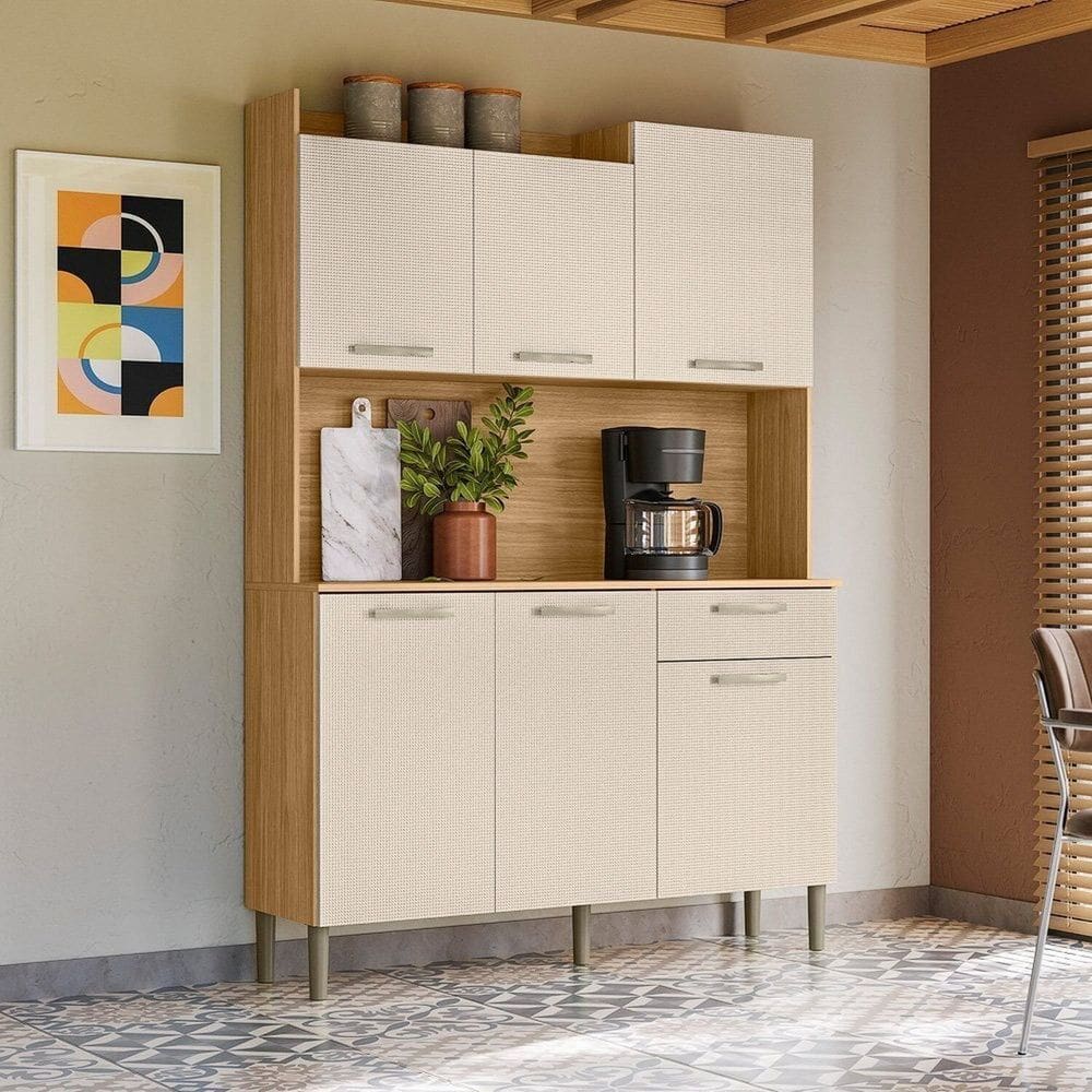 Armário para Cozinha 6 Portas Gênova Plus Freijó / Soft