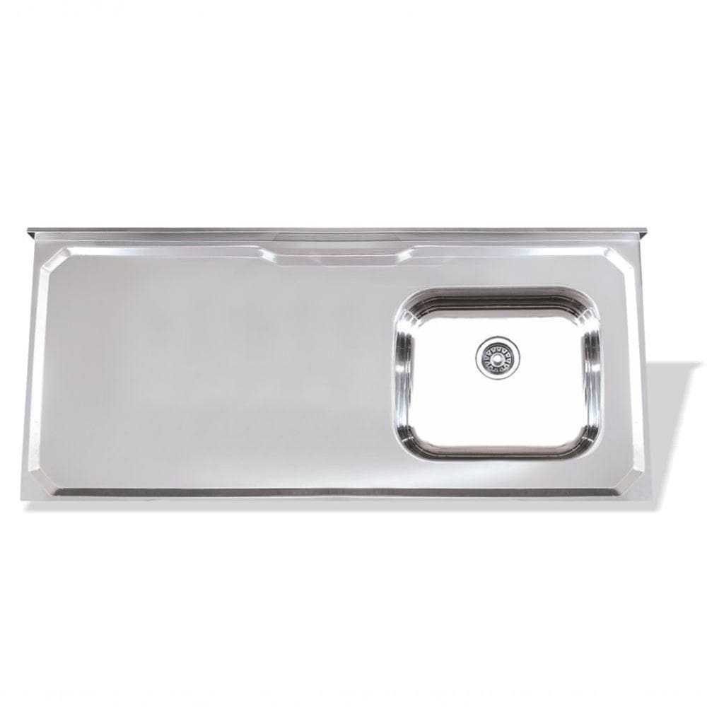 Pia De Inox 1,60 X 0,53 Lisa Com Cuba Deslocada Para Direita
