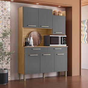 Armário para Cozinha 6 Portas Modena Plus Freijó / Gris