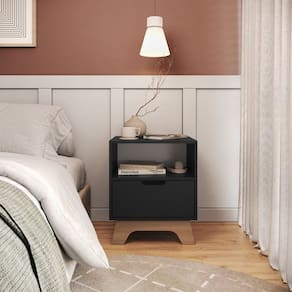 Móveis para Quarto Mesa de Cabeceira Alice Preto/ Freijó