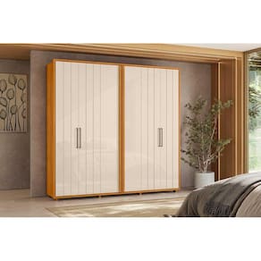 Guarda-roupa Miró 100% MDF ripado 6 portas e 4 gavetas - Cinamomo Off White - Madetec