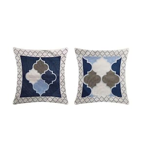 Capa Para Almofada Grécia 1 Peça 45cm X 45cm 60% Algodão - 40% Poliéster Tecido Jacquard Com Zíper - Azul
