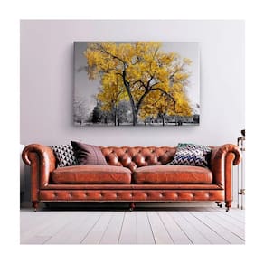 Quadro Paisagens e Natureza Arvore Amarela Borda Infinita Tamanho 90 X 60cm