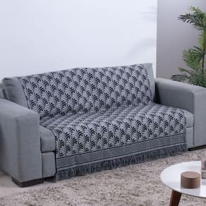 Xale Para Sofá Com Franja Luxor 1 Peça 2,10m X 1,35m 60% Algodão / 40% Poliéster Tecido Jacquard - Preto