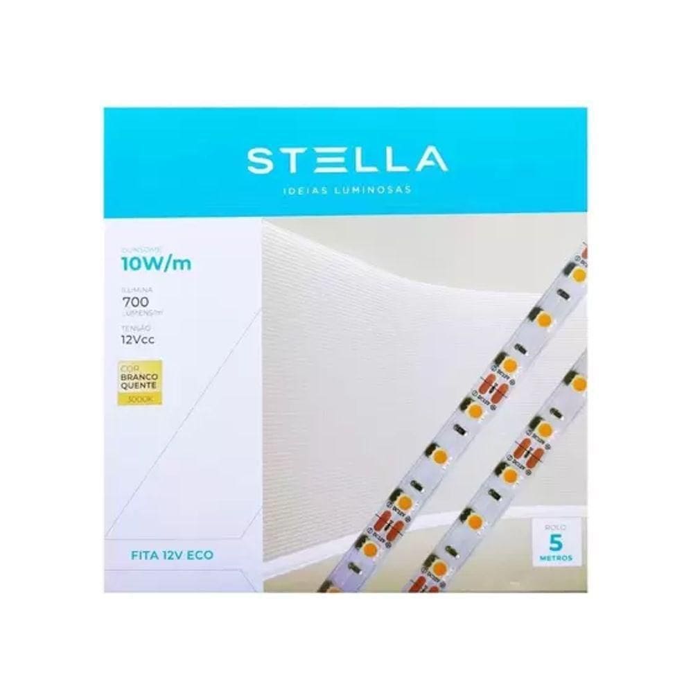 Fita Led Eco Ip20 60 Led/m 3000k 12v 10w/m Rolo 5m - Stella