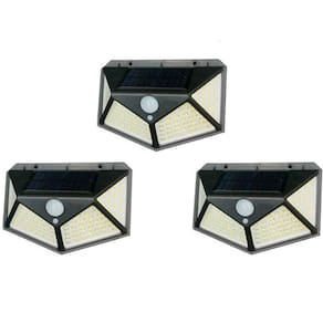 Kit 3 Luminárias Solar De Parede 100 Led Com Sensor Presença
