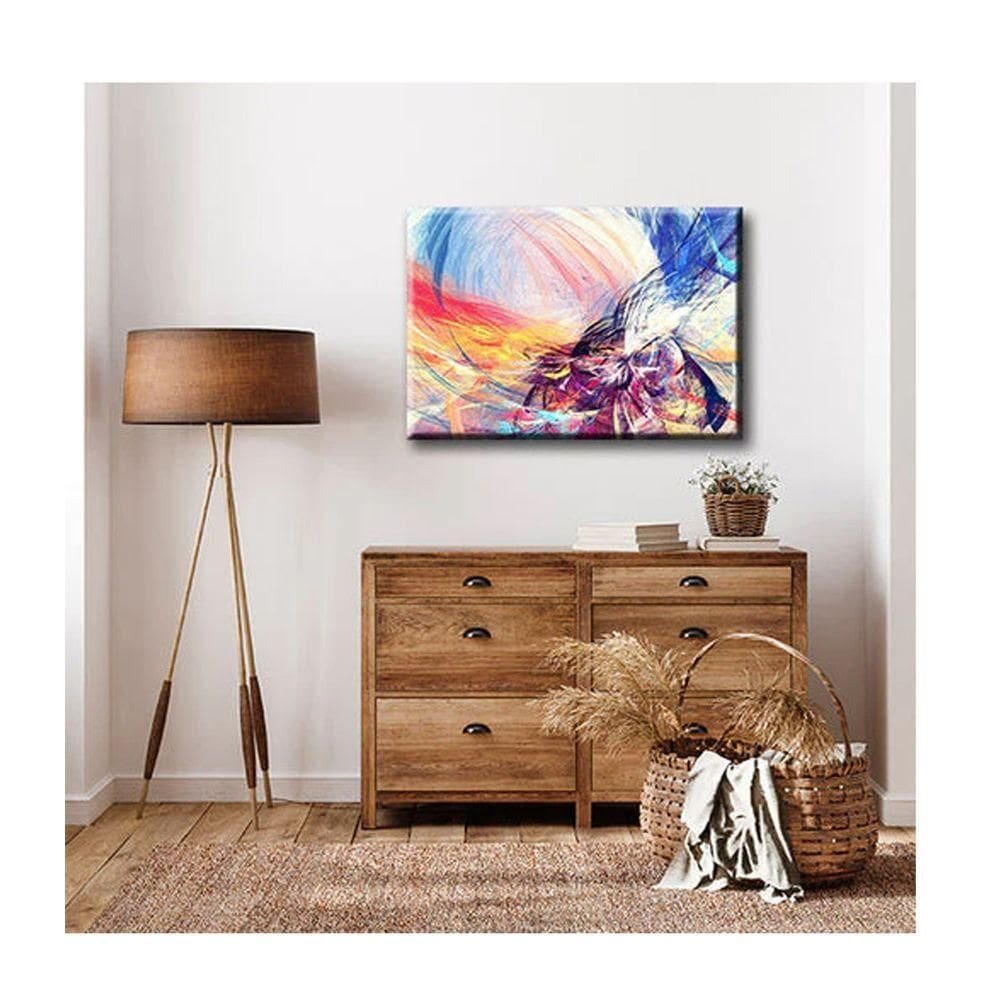 Quadro Tendenci Abstrato Colored C- Moldura Dourada e Vidro Tamanho 120 X 80cm