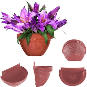 Vaso Parede Anti-dengue Formato Meia Lua Rattan 3 Litros Cor Terracota