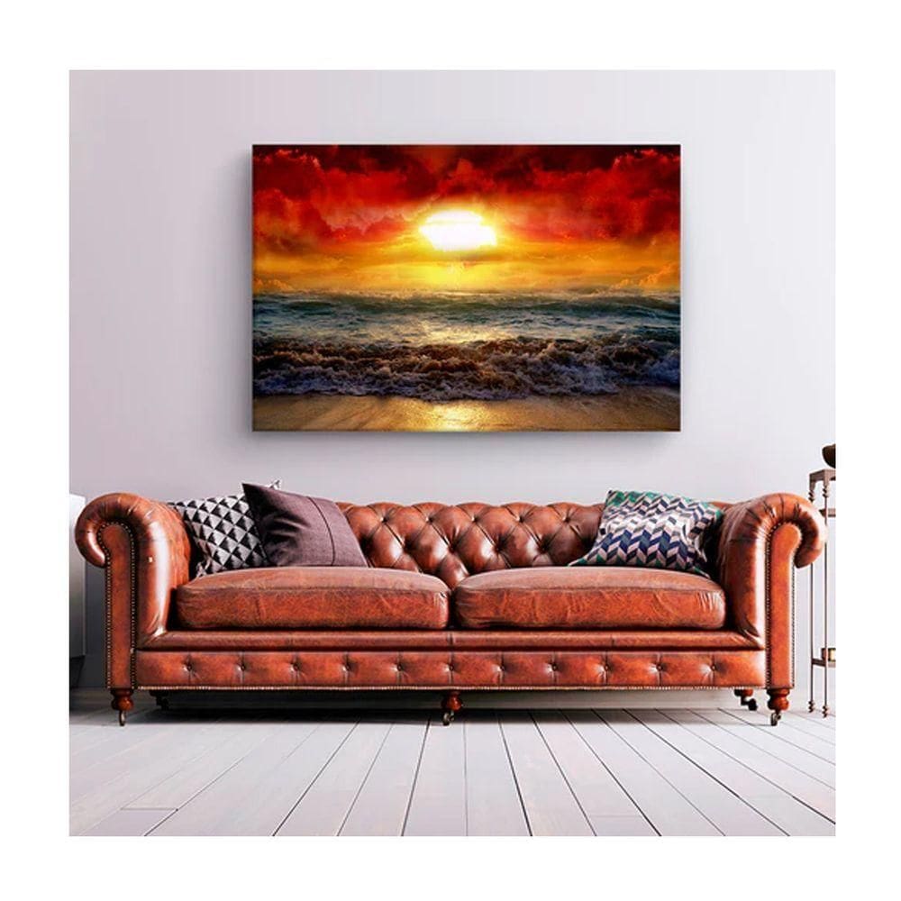Quadro Paisagens e Natureza Beautiful Sunset C- Moldura Preta e Vidro Tamanho 90 X 60cm