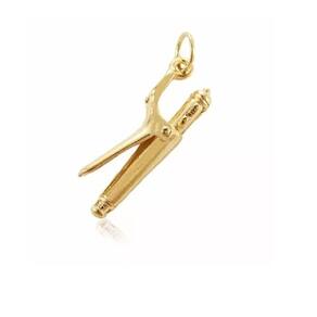 Pingente Chapinha Cabelo Cabeleireira Folheado A Ouro 18k