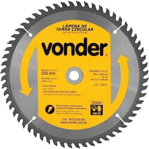 Lâmina de Serra Circular Videa 250X30X60D 4650250600 Vonder