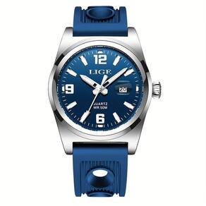 Relógio Esportivo De Quartzo Estilo Vintage Masculino Impermeável 50m Display Luminoso Azul Prateado