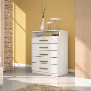 Cômoda 5 Gavetas 1 Nicho Saru Branco