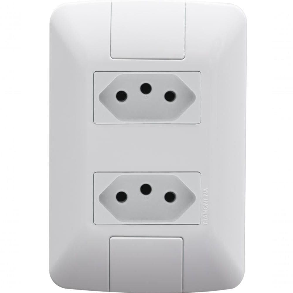 Kit 2 Conjunto 4x2 2 Tomadas 2p+t Tramontina Aria 10a 250v Branco