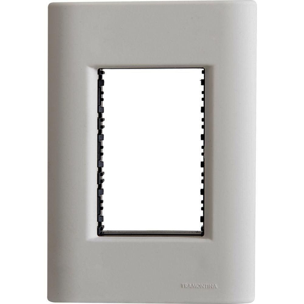 Placa 3 Postos 4x2 Tramontina Giz Fendi Com Suporte