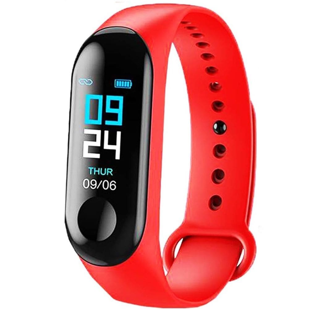 Pulseira Relogio Inteligente M3 Monitor De Saude Vermelha - Khostar