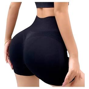 Short Levanta Bumbum Preto S/ Costura Para Malhar Tam Único