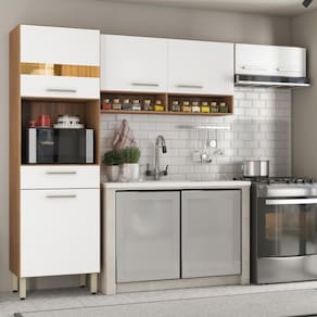 Armário De Cozinha Compacta 3 Peças Laos Amêndola Touch Branco