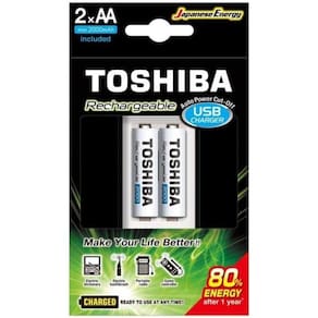 Carregador De Pilha Usb Tnhc-6gme2 Cb (c-2 Pilhas Aa 2000 Mah) Toshiba