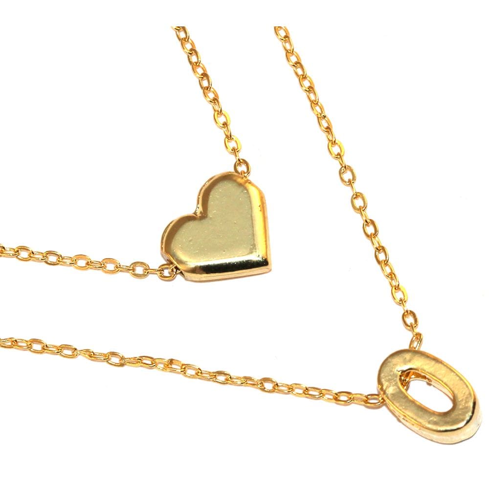 Colar Cordão Duplo Minha Inicial O Coração Folheado 18k