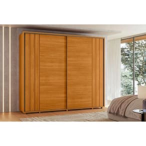 Guarda-roupa Dalí com escada 100% MDF ripado 2 portas e 8 gavetas - Cinamomo - Madetec