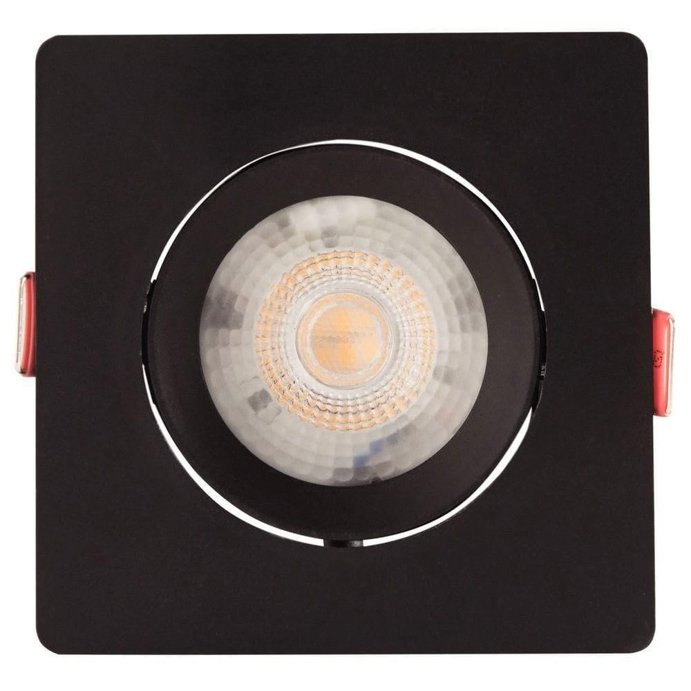 Spot Led Tramontina Quadrado 5 W 3000k Preto Com Luz Amarela Tramontina