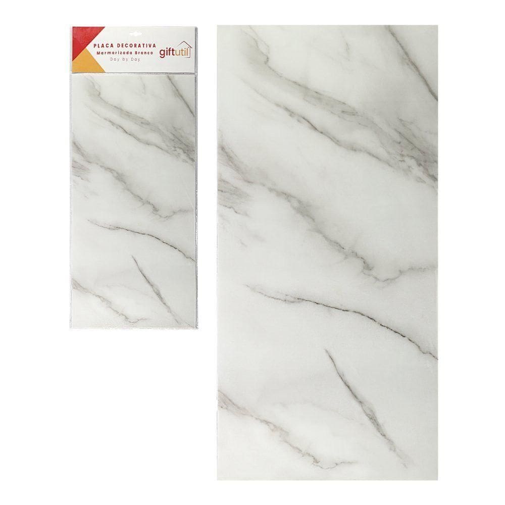 Placa Decorativa Papel De Parede Marmorizada Branca 30x60cm