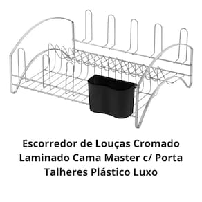 Escorredor de Louça Cama Laminado Cromado c/ Porta Talheres Luxo