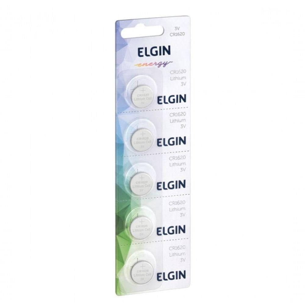 5 Pcs Bateria Moeda Cr1620 3v Pilha Elgin Blister