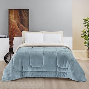 Coberdrom Pele De Carneiro Sherpa Everest King 01 Peça - Quartzo com produção na cor Azul