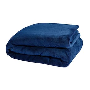 Manta Casal Padrão Soft Fleece Lisa 1 Peça - Azul Marinho