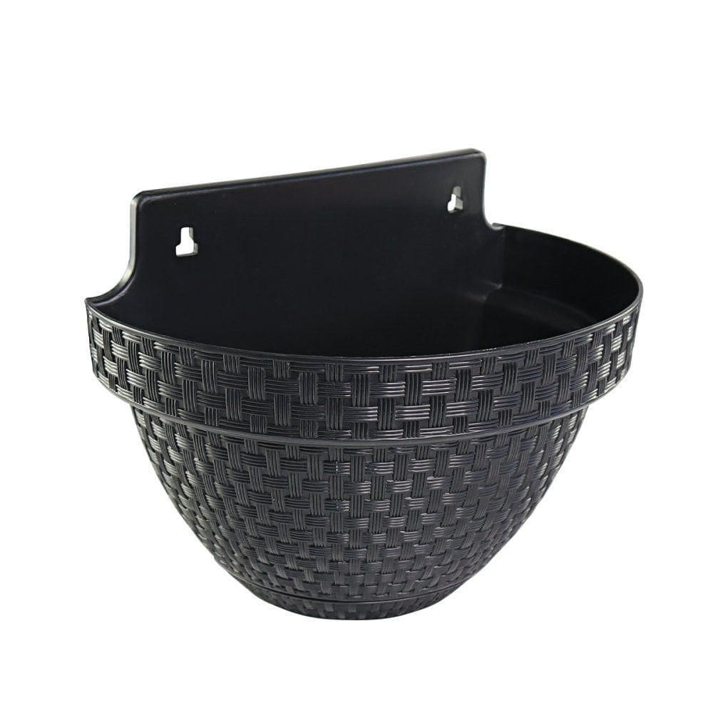 Vaso De Parede Meia Lua Rattan 3 Litros Preto
